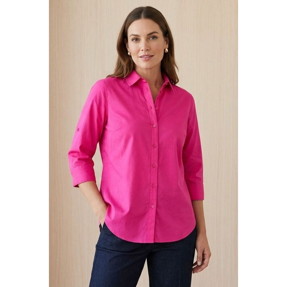 Cascade Blue Hot Pink Classic Button Down Shirt, XL EUC